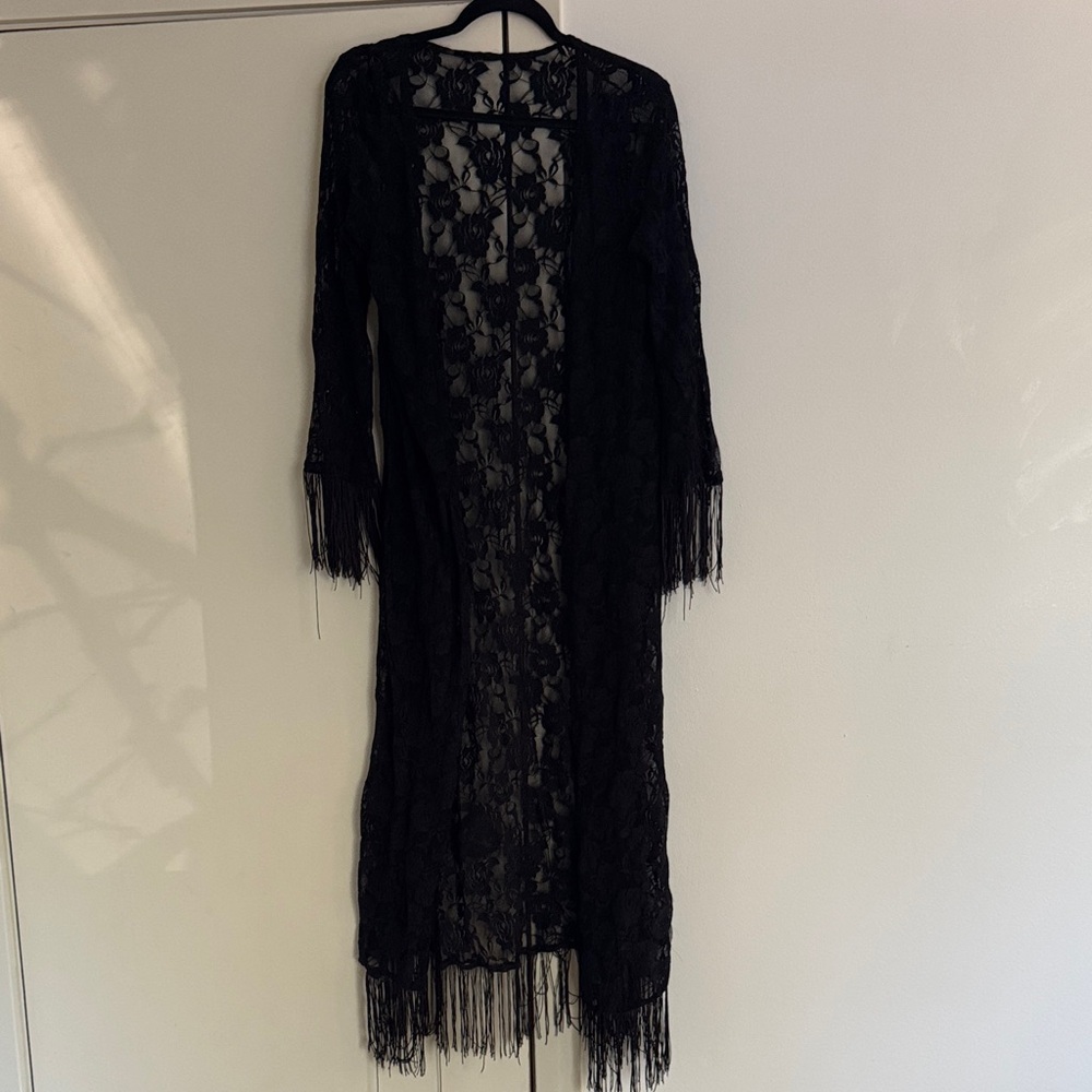 Vintage Lace Fringe Kimono robe